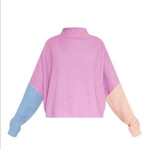 PrettyLittleThing Pink Oversized Block Sweater